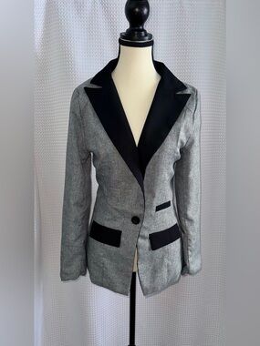 Vintage‎ Y2K Korean Brand black and gray soft blazer size M fits like XS-S